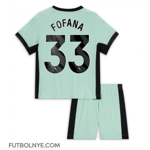 Camiseta Chelsea Wesley Fofana #33 Tercera Equipación para niños 2023-24 manga corta (+ pantalones cortos)